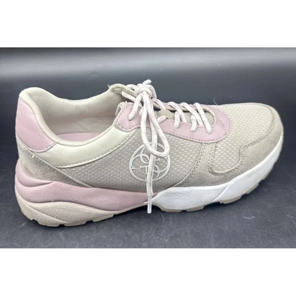 GUESS Women's SPEED6 Gray Purple Faux Leather‎ Lace Up Athletic Sneaker Shoe 8